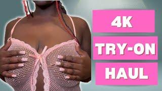 EBONY 4K TRANSPARENT LINGERIE TRY ON HAUL | SEE THROUGH