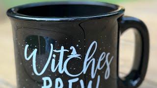 Halloween Witches Brew Campfire Mug Ceramic Black Hot Cocoa #halloweenmug #witchesbrew #witchmug