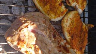 Grilled Pork Loin and Chicken Breast Dinner