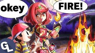 Pyra meets Ness in Smash Bros.