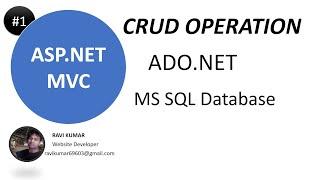 #1 Crud Operation in ASP.NET MVC, ADO.Net, MS SQL, Visual Studio 2019