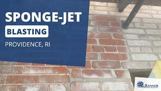 Sponge-Jet Abrasive Blasting A Brownstone Brick Building in Providence, Rhode Island