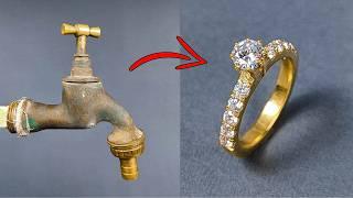 Turning a Brass Faucet Into a Stunning Solitaire Ring | Incredible DIY Jewelry Transformation