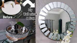 ROUND CANVAS IDEAS| DIY ROSE GOLD MIRROR TRAY AND ROUND WALL MIRROR.