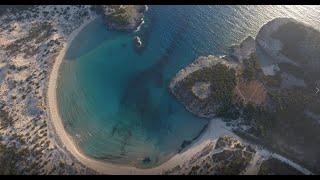 Voidokoilia Beach-Messinia,Greece.One of the most beautiful beaches in the world.Navarino Castle. 4K