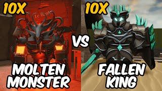 10 MOLTEN MONSTERS VS 10 FALLEN KING - USING ADMIN PASS | TDS