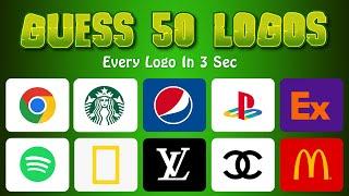 Guess the logo in 3 seconds | 50 Famous Logos | Guess the logo