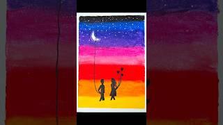 Aesthetic sunset silhoutte painting Oil pastel art#shorts#oilpastel #painting  #youtubeshorts