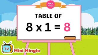 8-x1=8 Multiplication, Table of Eight 8 Tables Song Multiplication Time of tables - Maths Tables