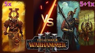 5 Grave Guards (Halberds) & Corpse Cart Vs. 5 Chaos Warriors of Khorne (DW) in Total War:Warhammer 3