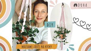 Macramé závěs na květiny/ Macrame plant hanger - DIY video návod