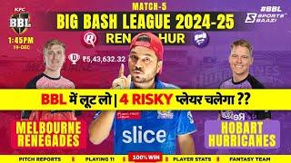 REN vs HUR Dream11 Prediction | Dream11 Team Of Today Match | BBL Match Prediction |BBL Dream11 Team