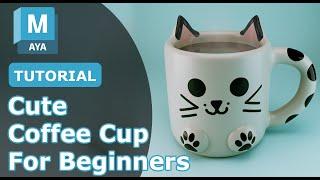 Purr-fectly Crafted Cat-Themed Coffee Mug in Maya & Substance Painter 