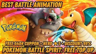 POKEMON BATTLE SPIRIT: FREE RECHARGE 648¥ + HERO 5 + DISCOUNT 99% + VIP & MORE