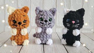 КОТИК ИЗ ПЛЮШЕВОЙ ПРЯЖИ КРЮЧКОМcrochet catgehäkelte Katze