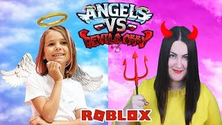 Катя и Люда Ангелы против Дьяволов Roblox Angels vs Devils OBBY