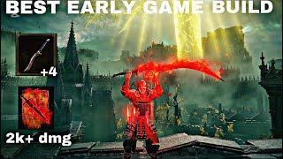 ELDEN RING - BEST EARLY GAME BLEED BUILD + INFINITE RUNE FARM! 2k DMG BLOODHOUNDS FANG FULL GUIDE