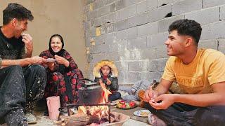 **Sajjad's Building Project: Plastering with Mohammad & Rahela's Cooking in Nomadic Life**