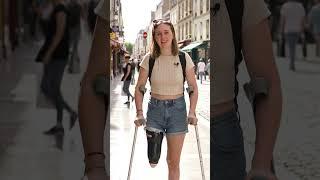Amputee Girl Crutching  XoXo  Crutches | short | crop top #amputeewoman #devotees #disabilitypride