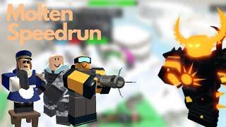 Tower Defense Simulator: Molten Speedrun attempt using Sledger