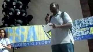 UCLA Law Student Na'Shaun Neal speaks at rally