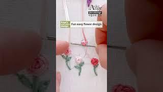 Fun easy flower design🪡프랑스자수 테크닉#프랑스자수 #자수#broderie #embroidery#embroiderytutorial