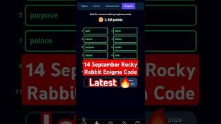 14 September Rocky Rabbit Enigma Code latest 2.5 M coin Today correct passphrase wallet hamster #55