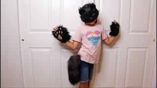 Furry Therian Mask and Tail Review | Animal Fox Mask Wolf Tail Paws Set Halloween Costume