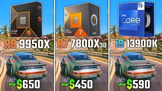 RYZEN 9 9950X vs RYZEN 7 7800X3D vs INTEL i9-13900K | Test in 6 Games