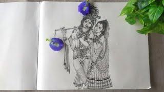 HOW TO DRAW RADHA KRISHNA PENCIL SKETCH STEP BY STEP FOR BEGINEERS | PENCIL ART | KRISHNA  JAYANTHI