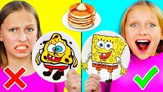 Рисуем блинами челлендж 3! Pancake Art Challenge 3