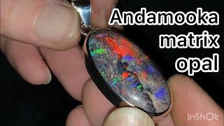 Silversmithing: Andamooka matrix opal pendant.