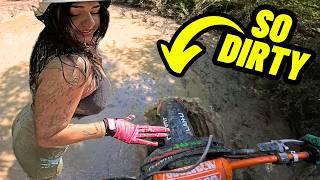 SHE SANK MY BIKE IN THE MUD!!