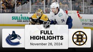 NHL Highlights | Canucks vs. Bruins | November 26, 2024