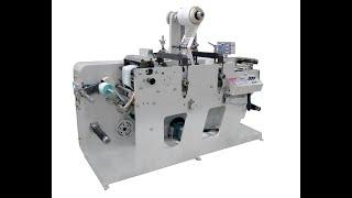 Label slitter rewinder machine with two rotary die-cutting