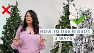 Farmhouse Christmas Tree Decorations | How To Use Ribbon 3 Ways For a Designer Tree | Amitha Verma