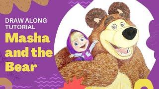 Masha and the Bear Drawing Step by Step | Draw Along Tutorial