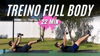 TREINO FUNCIONAL 22 MIN de corpo inteiro com halteres - treino de musculação em casa