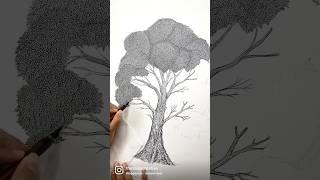 I drew each leaf on this tree #artshorts #shorts #dippendrawing #inkart #howtodraw #drawingskill