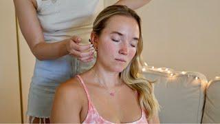 ASMR | Face, Neck, & Chest Attention, Hair Play, Scalp Massage  (Whisper, Real Person ASMR)