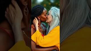 Old women and black woman kissing | Lesbian kissing short | LGBTQ