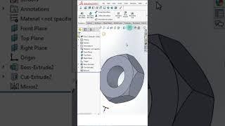Nut using Solidworks #cadmonkeys #design #solidworks #cad #drawing #viralreels #shortsfeed #tutorial