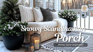 Create a Snowy Elegant Scandinavian Porch: Winter Decor Inspiration