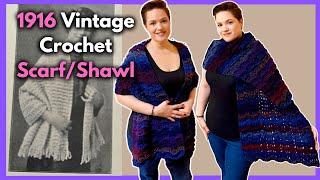 Get Ready to WOW with This One Simple 1916 Vintage Crochet Shawl/Scarf!