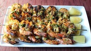 Grilled Garlic & Herb Shrimp - How to Make Grilled Garlic Herb Shrimp Skewers