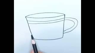 How to draw cup  saucer!!@APDRAWING  как нарисовать чашку с блюдцем