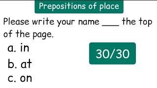 ENGLISH QUIZ : PREPOSITION OF PLACE (IN, AT, ON)