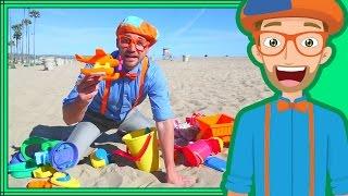 Blippi on the Beach with Sand Toys | Learning Colors for Children