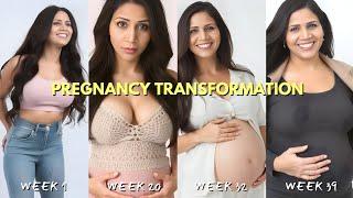 Pregnancy Journey from Week 1 to Week 39 | Pregnant belly growth of cute Mom 33