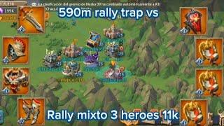 Lords Mobile - Poniendo a prueba mi Rally Trap F2P contra un Rally mixto de 3 heroes 11k.